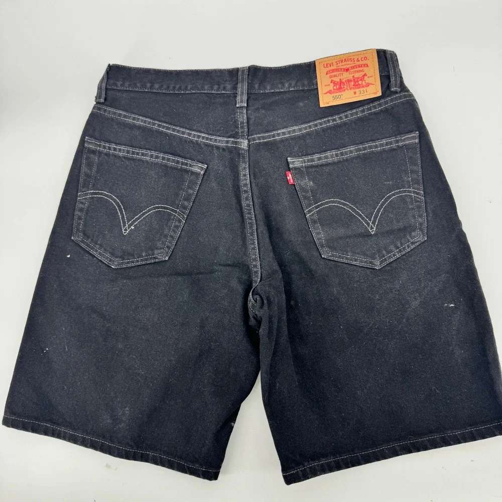 Vintage Levi‎ 550 Jeans Shorts 33 Mens Black Relaxed Fit Denim